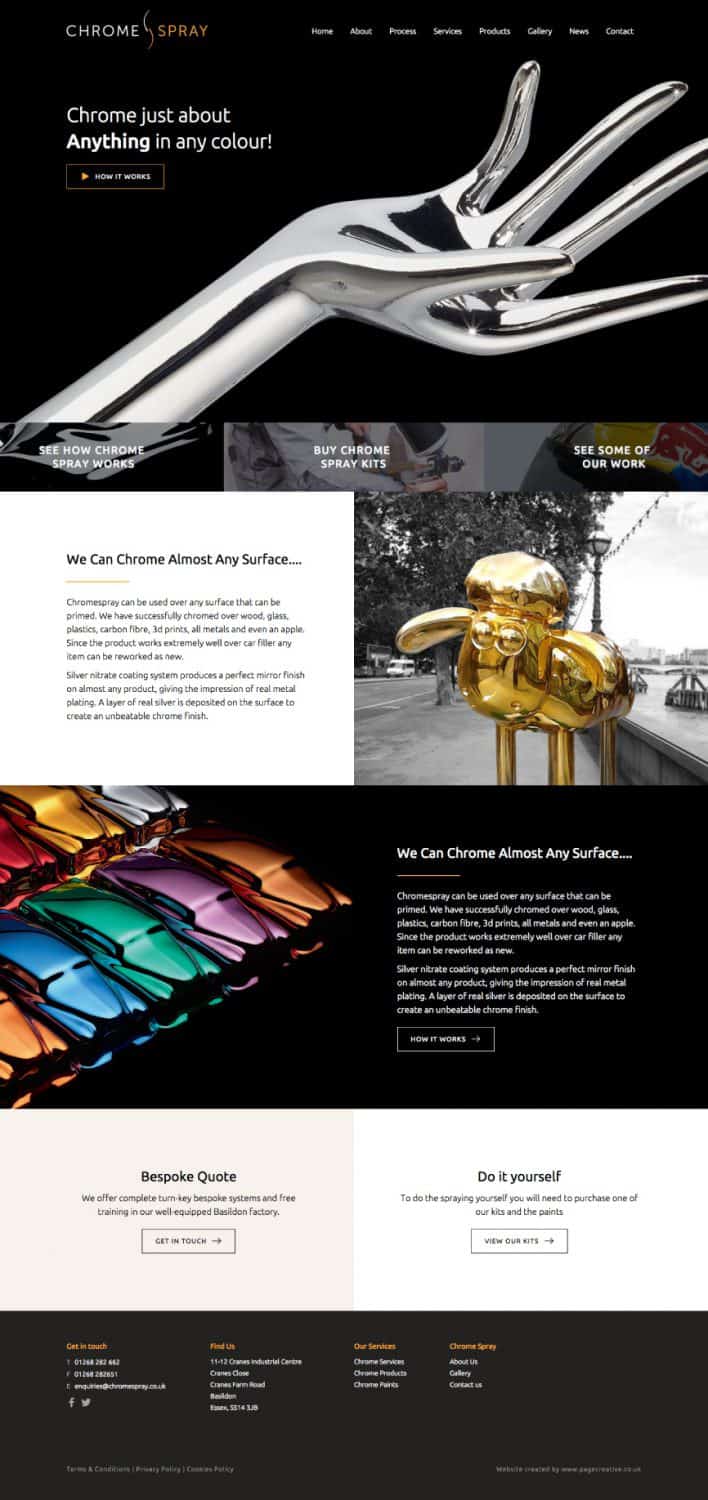 Website design for spray company basildon
