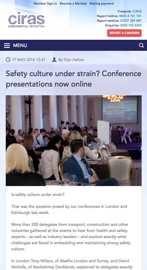 Ciras online hub responsive view