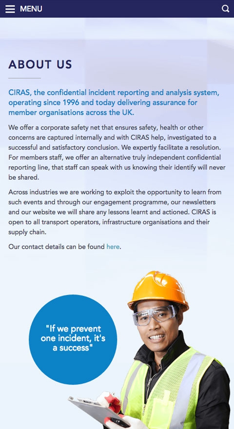 Ciras online hub responsive view