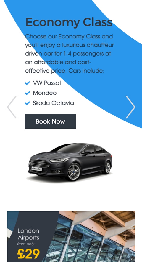 IPhone slider design for vehicle booking app