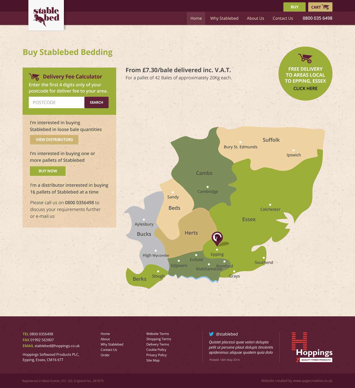 Website design with ordering by location