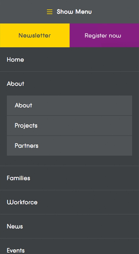 Betterstart responsive menu design