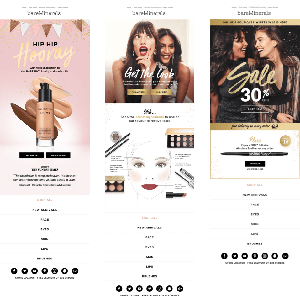 bareMinerals email designs