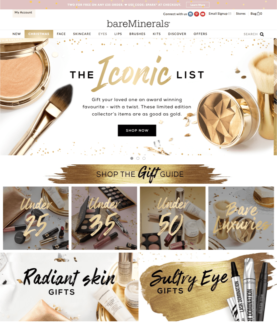 bareminerals festive website