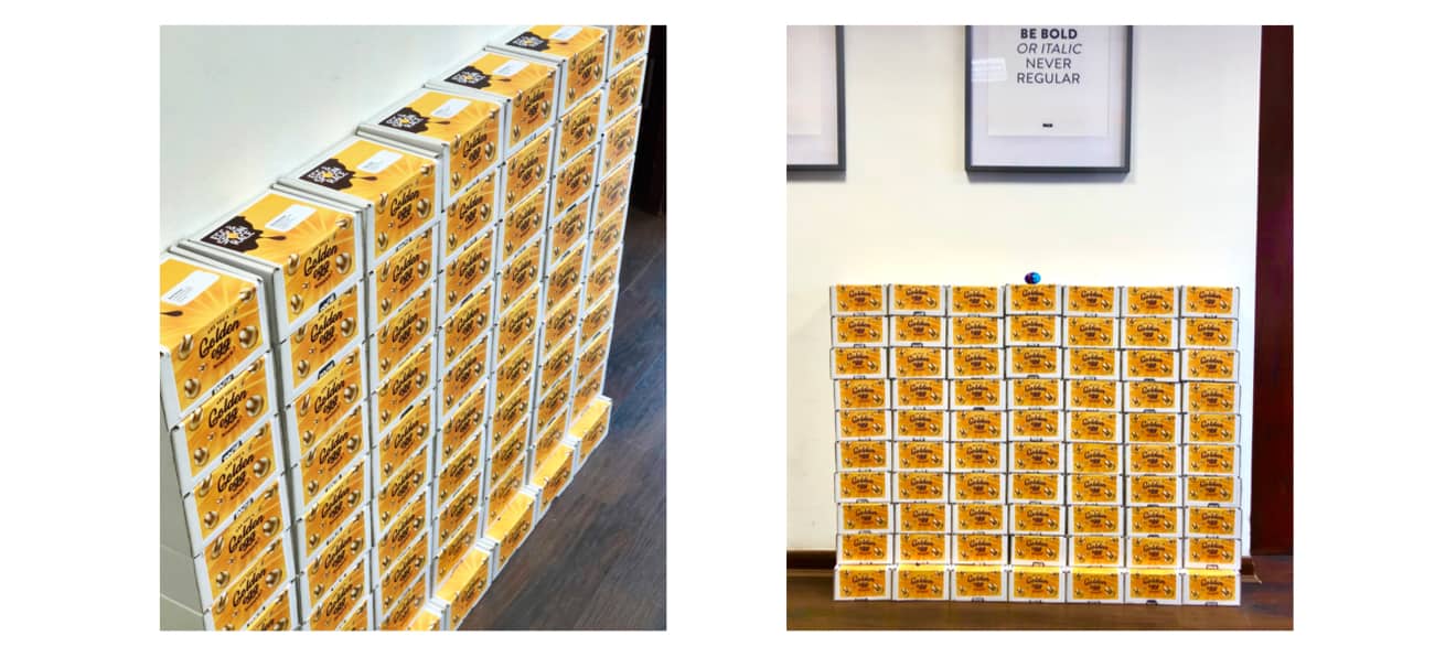 page egg and spoon race boxes ready for sending